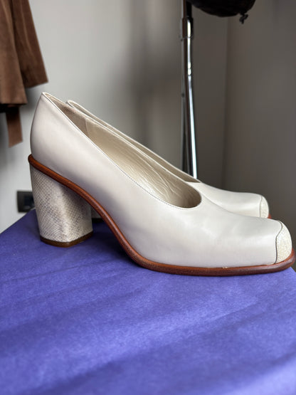 Vintage Deri Topuklu Ayakkabı