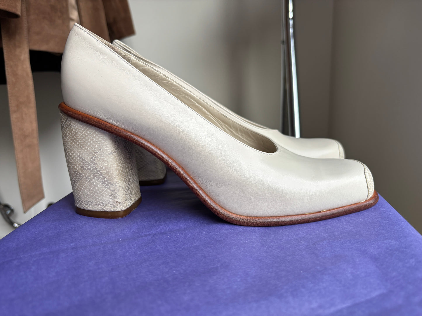 Vintage Deri Topuklu Ayakkabı