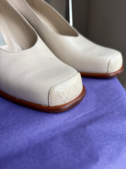 Vintage Deri Topuklu Ayakkabı